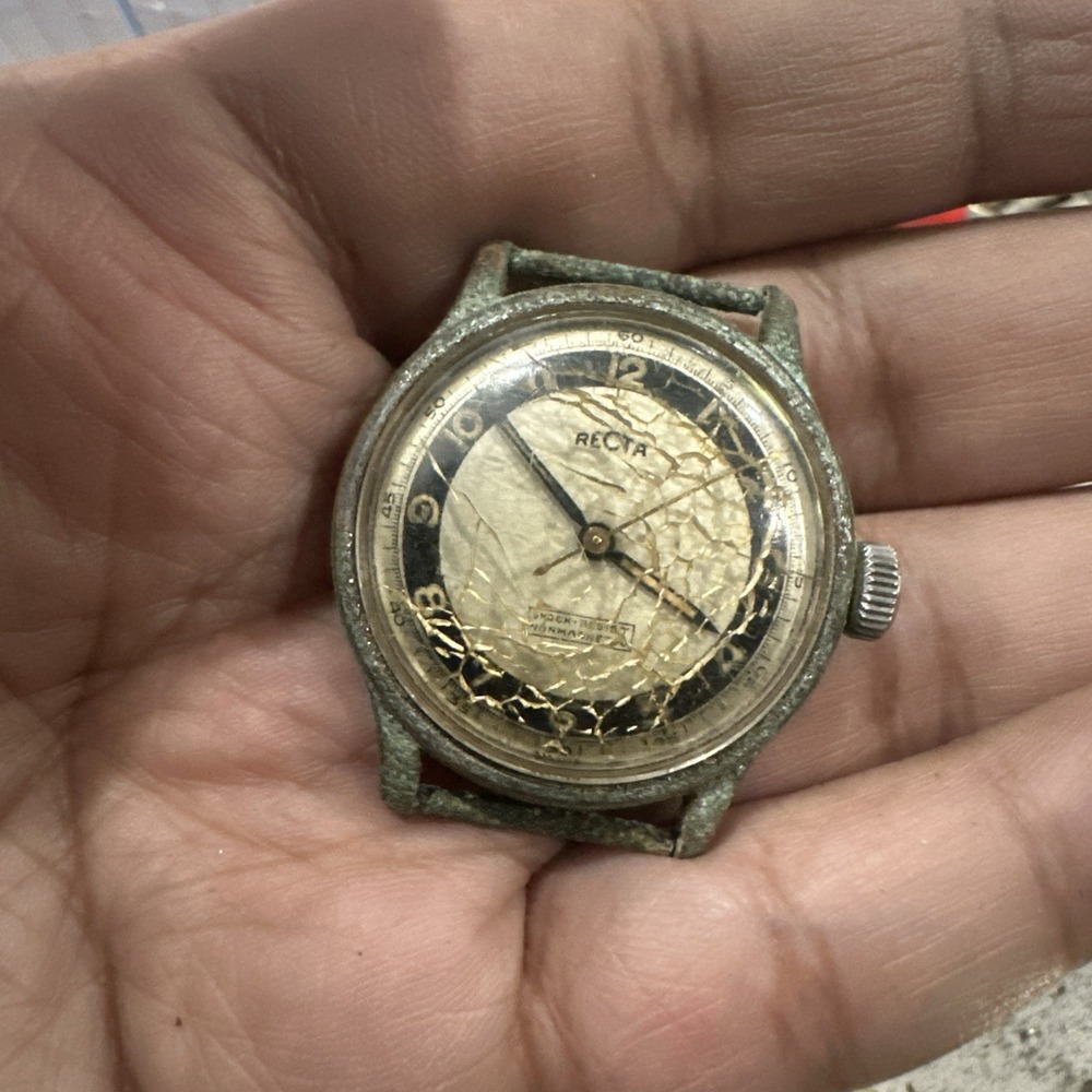 Vintage RECTA Military Swiss 17 Jewels IXB Watch Manual Wind 31mm Repair 1940s